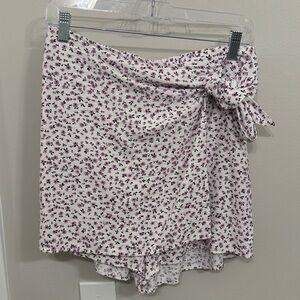 LOFT Floral Print Skort - White and Purple